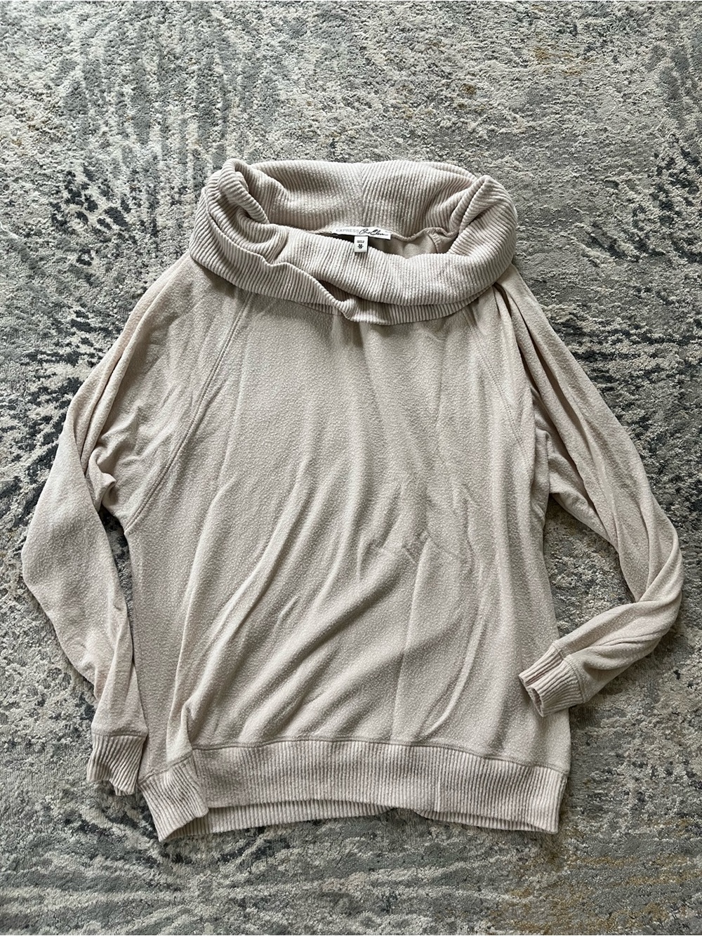 Express Light Beige Cowl Neck Sweater